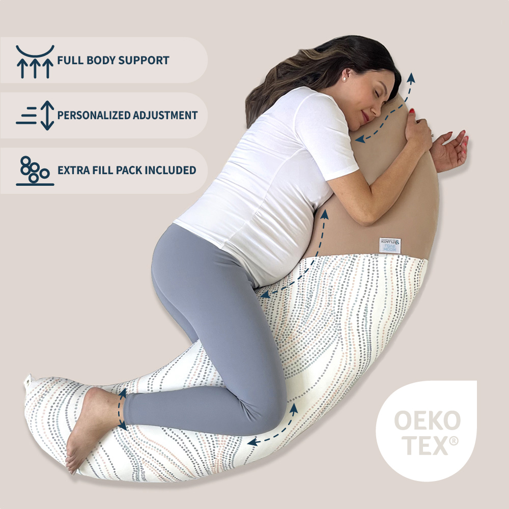 pregnant woman sleeping with MoonLove pregnancy pillow